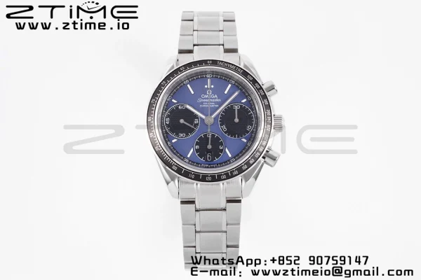 OMEGA Speedmaster Racing Master SS HKF Best Edition Quadrante nero/blu su bracciale SS A7750 - Orologio super clone | Versione migliore 1:1