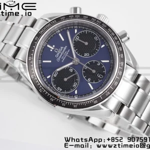 OMEGA Speedmaster Racing Master SS HKF Best Edition Quadrante nero/blu su bracciale SS A7750 - Orologio super clone | Versione migliore 1:1