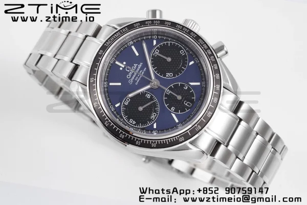 OMEGA Speedmaster Racing Master SS HKF Best Edition Quadrante nero/blu su bracciale SS A7750 - Orologio super clone | Versione migliore 1:1