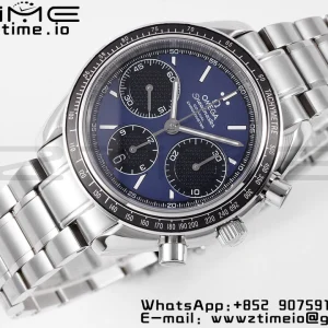 OMEGA Speedmaster Racing Master SS HKF Best Edition Quadrante nero/blu su bracciale SS A7750 - Orologio super clone | Versione migliore 1:1