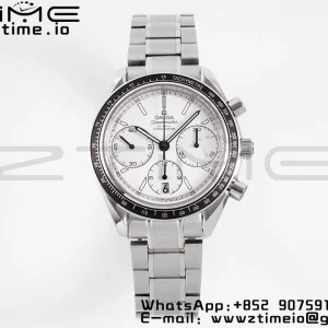 OMEGA Speedmaster Racing Master SS HKF Best Edition White Dial on SS Bracelet A7750 - Super Clone Watch | 1:1 Best Version