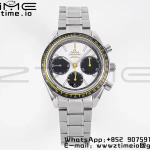 OMEGA Speedmaster Racing Master SS HKF Best Edition White/Black Dial on SS Bracelet A7750 - Super Clone Watch | 1:1 Best Version