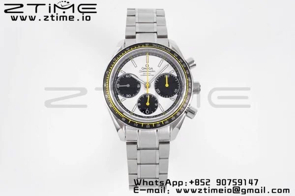 OMEGA Speedmaster Racing Master SS HKF Best Edition White/Black Dial on SS Bracelet A7750 - Super Clone Watch | 1:1 Best Version