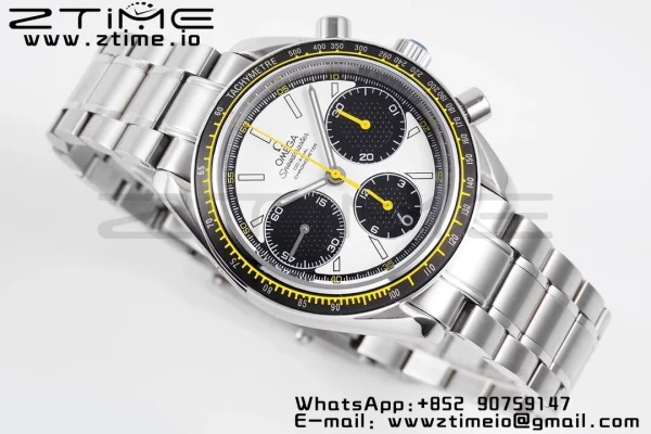 OMEGA Speedmaster Racing Master SS HKF Best Edition White/Black Dial on SS Bracelet A7750 - Super Clone Watch | 1:1 Best Version