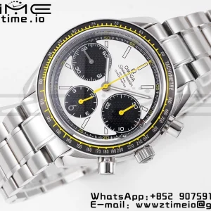 OMEGA Speedmaster Racing Master SS HKF Best Edition White/Black Dial on SS Bracelet A7750 - Super Clone Watch | 1:1 Best Version