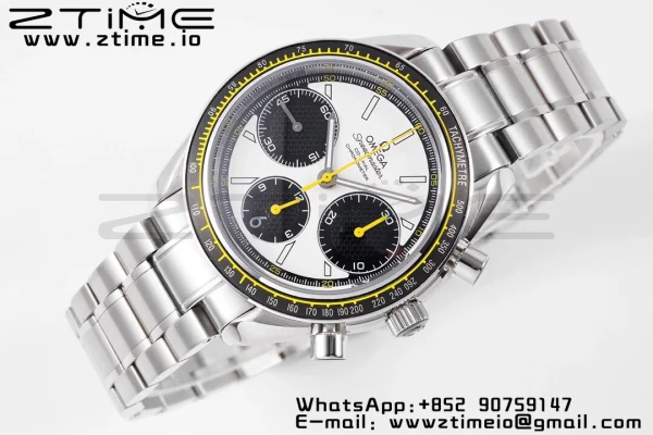 OMEGA Speedmaster Racing Master SS HKF Best Edition White/Black Dial on SS Bracelet A7750 - Super Clone Watch | 1:1 Best Version