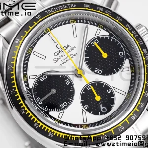 OMEGA Speedmaster Racing Master SS HKF Best Edition White/Black Dial on SS Bracelet A7750 - Super Clone Watch | 1:1 Best Version