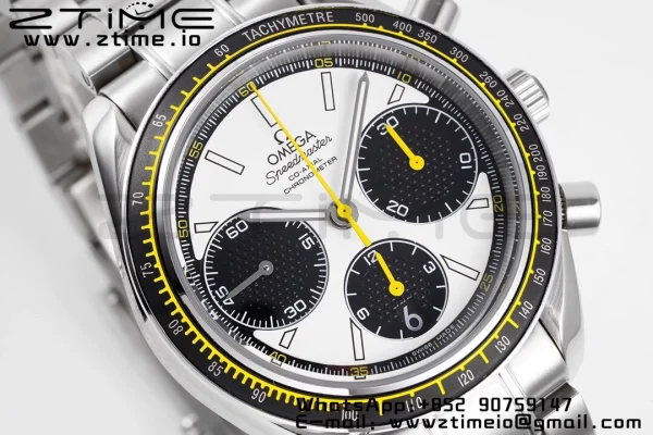 OMEGA Speedmaster Racing Master SS HKF Best Edition White/Black Dial on SS Bracelet A7750 - Super Clone Watch | 1:1 Best Version