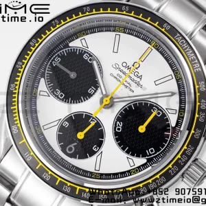OMEGA Speedmaster Racing Master SS HKF Best Edition White/Black Dial on SS Bracelet A7750 - Super Clone Watch | 1:1 Best Version
