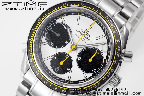 OMEGA Speedmaster Racing Master SS HKF Best Edition White/Black Dial on SS Bracelet A7750 - Super Clone Watch | 1:1 Best Version