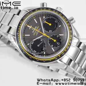 OMEGA Speedmaster Racing Master SS HKF Best Edition με γκρι/μαύρο καντράν και βραχιόλι SS A7750 - Super Clone Watch | 1:1 Best Version