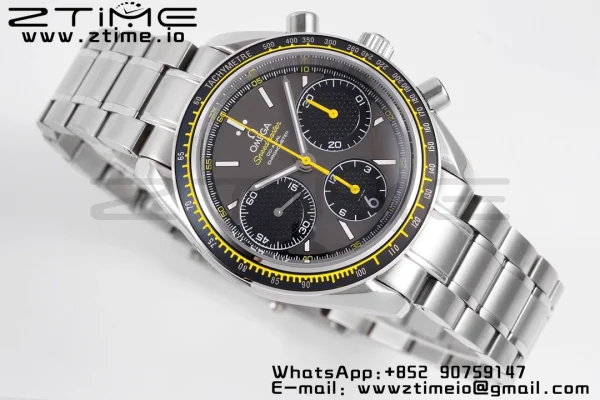 OMEGA Speedmaster Racing Master SS HKF Best Edition με γκρι/μαύρο καντράν και βραχιόλι SS A7750 - Super Clone Watch | 1:1 Best Version