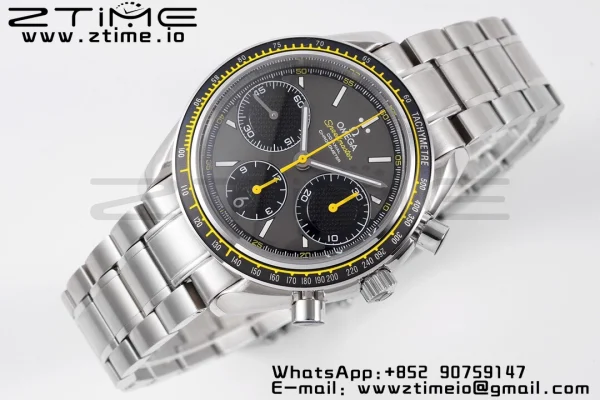 OMEGA Speedmaster Racing Master SS HKF Best Edition με γκρι/μαύρο καντράν και βραχιόλι SS A7750 - Super Clone Watch | 1:1 Best Version