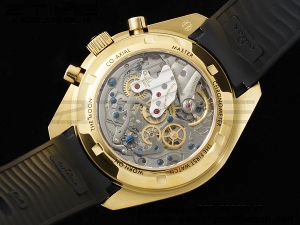 OMEGA Speedmaster Moonwatch in Moonshine Gold YG RMF Best Edition YG Dial on Black Rubber Strap Manual Chrono - Super Clone Watch | 1:1 Best Version