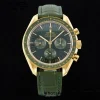 OMEGA Speedmaster Moonwatch in Moonshine Gold YG RMF Best Edition Green Dial on Green Leather Strap Manual Chrono - Super Clone Watch | 1:1 Best Version