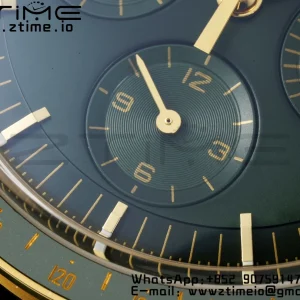 OMEGA Speedmaster Moonwatch in Moonshine Gold YG RMF Best Edition Green Dial on Green Leather Strap Manual Chrono - Super Clone Watch | 1:1 Best Version
