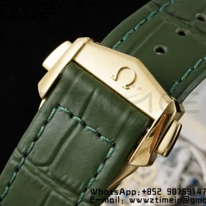 OMEGA Speedmaster Moonwatch in Moonshine Gold YG RMF Best Edition Green Dial on Green Leather Strap Manual Chrono - Super Clone Watch | 1:1 Best Version