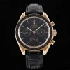 OMEGA Speedmaster Moonwatch in Moonshine Gold YG RMF Best Edition Black Dial on Black Leather Strap Manual Chrono - Super Clone Watch | 1:1 Best Version