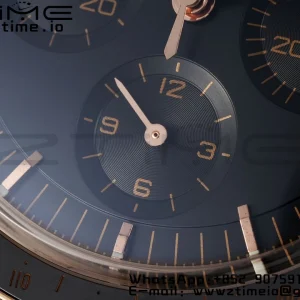 OMEGA Speedmaster Moonwatch in Moonshine Gold YG RMF Best Edition Black Dial on Black Leather Strap Manual Chrono - Super Clone Watch | 1:1 Best Version