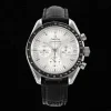 OMEGA Speedmaster Moonwatch in Moonshine SS RMF Best Edition White Dial on Black Leather Strap Manual Chrono - Super Clone Watch | 1:1 Best Version