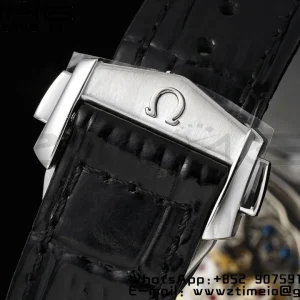 OMEGA Speedmaster Moonwatch in Moonshine SS RMF Best Edition White Dial on Black Leather Strap Manual Chrono - Super Clone Watch | 1:1 Best Version
