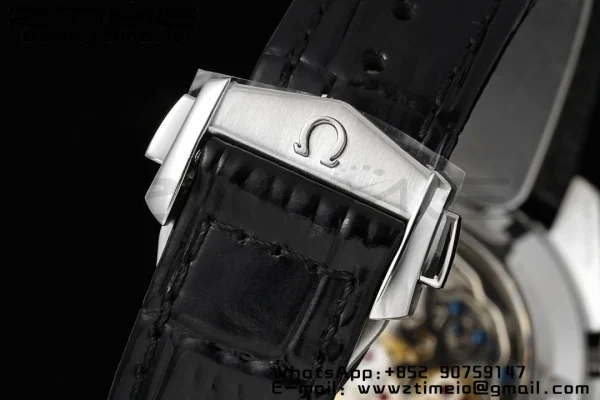 OMEGA Speedmaster Moonwatch in Moonshine SS RMF Best Edition White Dial on Black Leather Strap Manual Chrono - Super Clone Watch | 1:1 Best Version