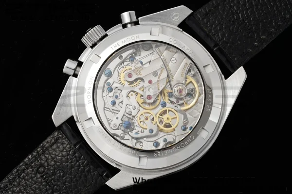 OMEGA Speedmaster Moonwatch in Moonshine SS RMF Best Edition White Dial on Black Leather Strap Manual Chrono - Super Clone Watch | 1:1 Best Version