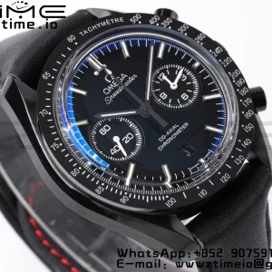 OMEGA Speedmaster “Dark Side of The Moon” Real Ceramic OMF 1:1 Best Edition on Black leather Strap A9300 - Super Clone Watch | 1:1 Best Version