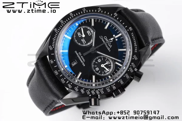 OMEGA Speedmaster “Dark Side of The Moon” Real Ceramic OMF 1:1 Best Edition on Black leather Strap A9300 - Super Clone Watch | 1:1 Best Version