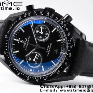 OMEGA Speedmaster “Dark Side of The Moon” Real Ceramic OMF 1:1 Best Edition on Black leather Strap A9300 - Super Clone Watch | 1:1 Best Version
