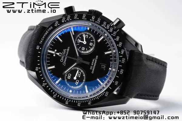 OMEGA Speedmaster “Dark Side of The Moon” Real Ceramic OMF 1:1 Best Edition on Black leather Strap A9300 - Super Clone Watch | 1:1 Best Version
