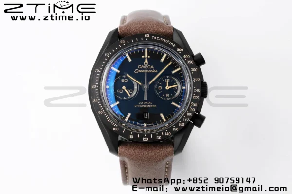 OMEGA Speedmaster “Dark Side of The Moon” Real Ceramic OMF 1:1 Best Edition Vintage Black on Brown Leather Strap A9300 - Super Clone Watch | 1:1 Best Version