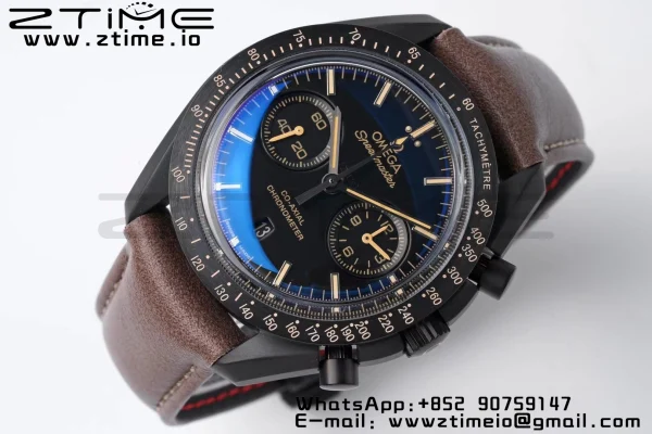 OMEGA Speedmaster “Dark Side of The Moon” Real Ceramic OMF 1:1 Best Edition Vintage Black on Brown Leather Strap A9300 - Super Clone Watch | 1:1 Best Version