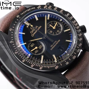 OMEGA Speedmaster “Dark Side of The Moon” Real Ceramic OMF 1:1 Best Edition Vintage Black on Brown Leather Strap A9300 - Super Clone Watch | 1:1 Best Version
