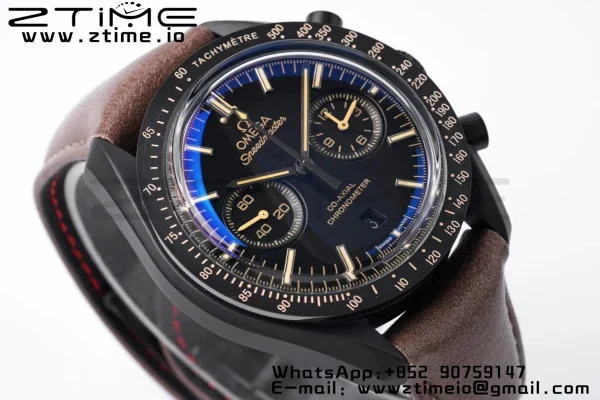 OMEGA Speedmaster “Dark Side of The Moon” Real Ceramic OMF 1:1 Best Edition Vintage Black on Brown Leather Strap A9300 - Super Clone Watch | 1:1 Best Version