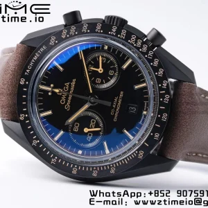 OMEGA Speedmaster “Dark Side of The Moon” Real Ceramic OMF 1:1 Best Edition Vintage Black on Brown Leather Strap A9300 - Super Clone Watch | 1:1 Best Version