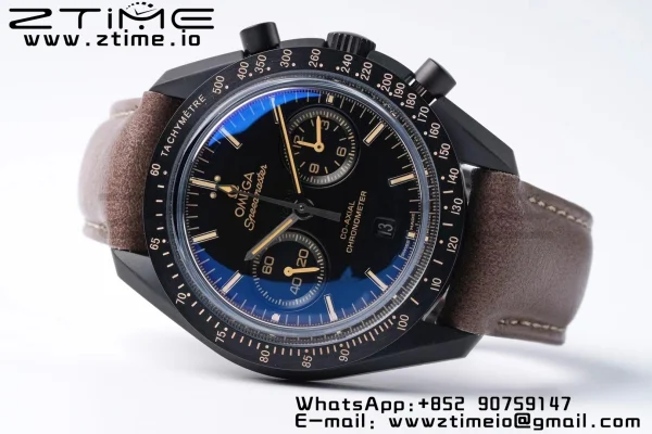 OMEGA Speedmaster “Dark Side of The Moon” Real Ceramic OMF 1:1 Best Edition Vintage Black on Brown Leather Strap A9300 - Super Clone Watch | 1:1 Best Version