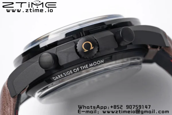OMEGA Speedmaster “Dark Side of The Moon” Real Ceramic OMF 1:1 Best Edition Vintage Black on Brown Leather Strap A9300 - Super Clone Watch | 1:1 Best Version