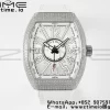 フランク・ミュラー ヴァンガード V45 SS ABF ベストエディション フルダイヤモンドケース シルバーダイアル ホワイトレザーストラップ A2824 - スーパークローンウォッチ｜1:1 ベストバージョン