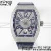 Franck MullerFranck Muller Vanguard V45 SS ABF Best Edition Blue Full Diamonds Dial on Blue Leather Strap A2824 - Super Clone Watch | 1:1 Best Version
