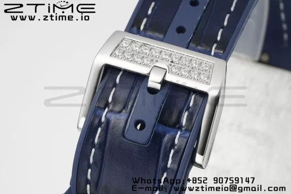 Franck MullerFranck Muller Vanguard V45 SS ABF Best Edition Blue Full Diamonds Dial on Blue Leather Strap A2824 - Super Clone Watch | 1:1 Best Version