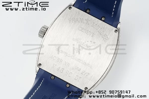 Franck MullerFranck Muller Vanguard V45 SS ABF Best Edition Blue Full Diamonds Dial on Blue Leather Strap A2824 - Super Clone Watch | 1:1 Best Version