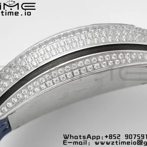 Franck MullerFranck Muller Vanguard V45 SS ABF Best Edition Blue Full Diamonds Dial on Blue Leather Strap A2824 - Super Clone Watch | 1:1 Best Version