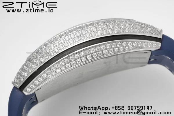 Franck MullerFranck Muller Vanguard V45 SS ABF Best Edition Blue Full Diamonds Dial on Blue Leather Strap A2824 - Super Clone Watch | 1:1 Best Version