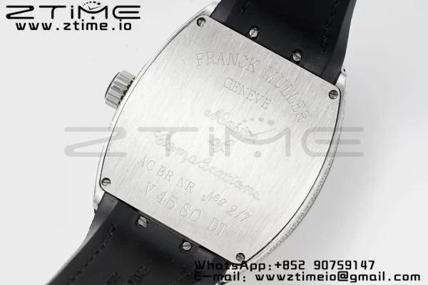 Franck MullerFranck MullerFranck Muller Vanguard V45 SS ABF Best Edition Quadrante nero con diamanti su cinturino in pelle nera A2824 - Orologio super clone | 1:1 Versione migliore