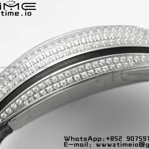 Franck MullerFranck MullerFranck Muller Vanguard V45 SS ABF Best Edition Quadrante nero con diamanti su cinturino in pelle nera A2824 - Orologio super clone | 1:1 Versione migliore