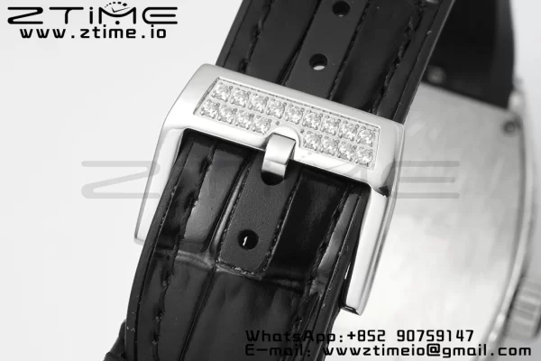 Franck MullerFranck MullerFranck Muller Vanguard V45 SS ABF Best Edition Quadrante nero con diamanti su cinturino in pelle nera A2824 - Orologio super clone | 1:1 Versione migliore