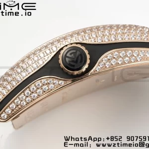 Franck Muller Vanguard V45 RG ABF Best Edition Full Diamonds Dial on White Leather Strap A2824 - Super Clone Watch | 1:1 Best Version