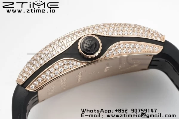 Franck Muller Vanguard V45 RG ABF Best Edition Black Dial on Black Leather Strap A2824 - Super Clone Watch | 1:1 Best Version