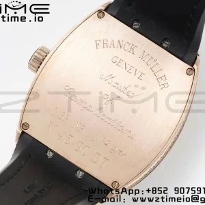 Franck Muller Vanguard V45 RG ABF Best Edition Black Dial on Black Leather Strap A2824 - Super Clone Watch | 1:1 Best Version